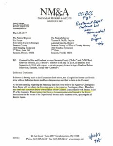 Letter from JMDH Real Estate of Sarasota, LLC terminating their contract to purchase land from Sarasota County