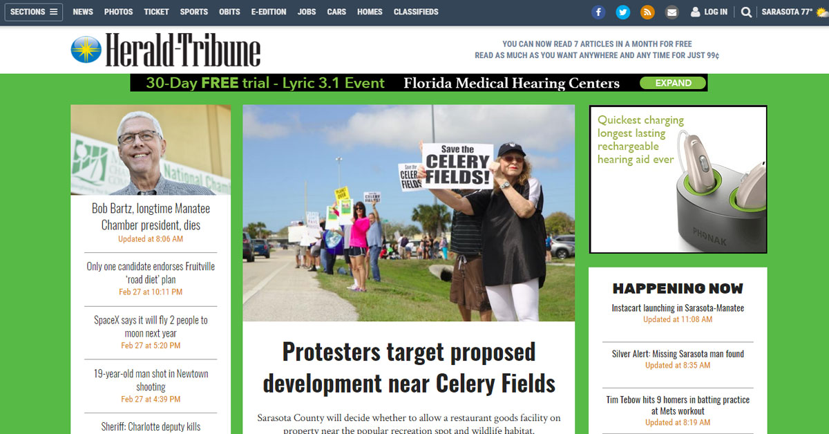 Herald Tribune: Protesters target proposed development near Celery Fields